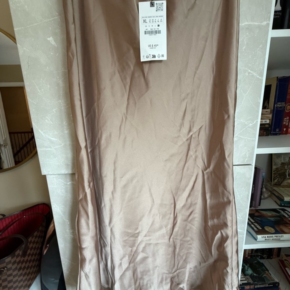 **NWT** 
Zara satin midi skirt - beige - Picture 2 of 4
